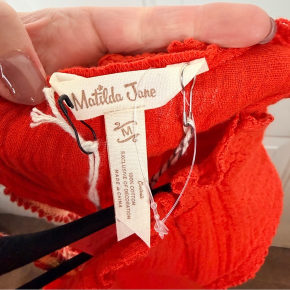 Matilda Jane Red Orange sleeveless blouse NWT Size Medium - Picture 5 of 5